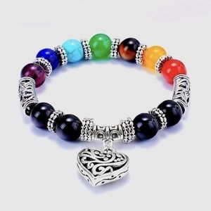 7 Chakra Bracelet With Heart Charm